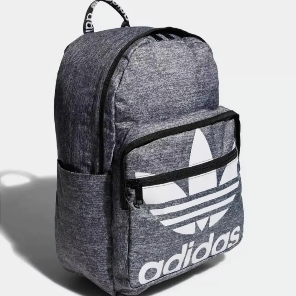 NEW ADIDAS ORIGINALS TREFOIL POCKET BACKPACK #CL5495 GREY WHITE Unisex